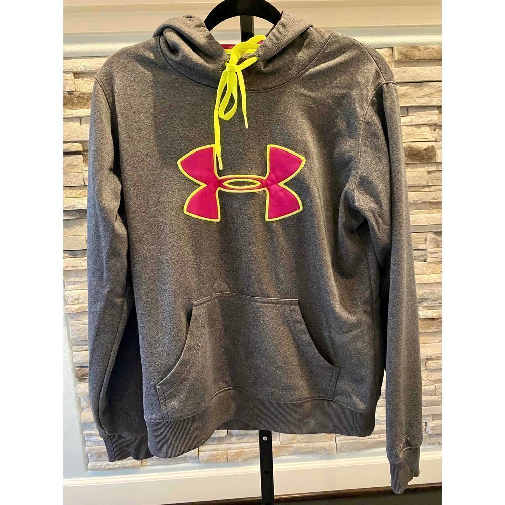 Under Armour AU Storm Pullover Semi Fitted Gray Pink Women's Hoodie Size M